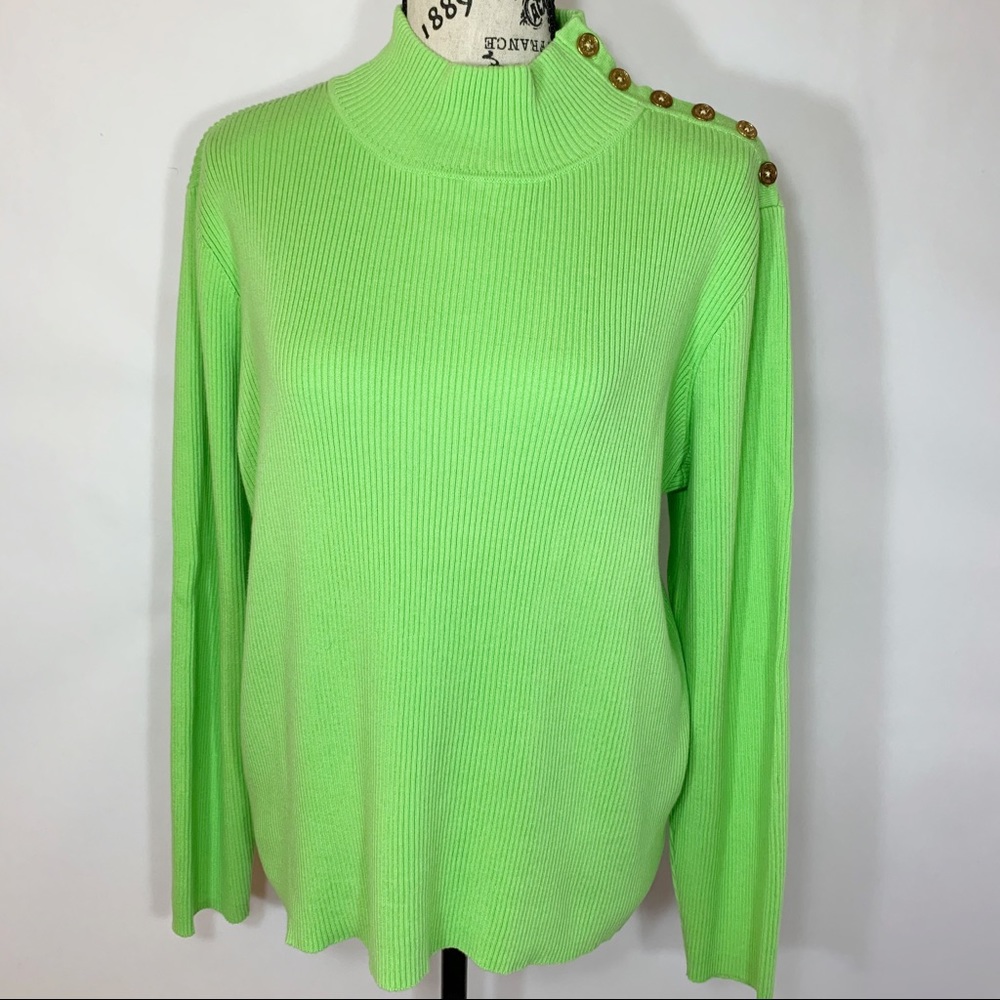 OLD Lauren Lime Green High Neck Sweater EUC SZ 1X